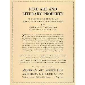  1933 Ad American Art Association Anderson Gallery Ryan 