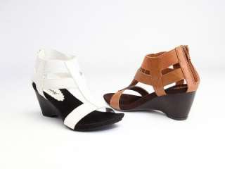 MOGAN SHOES Chic Basic T Strap Ankle Cuff WEDGE SANDAL Compy Leather 