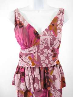 TRACY REESE Silk Pink Floral Top Skirt Outfit Size 6  