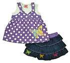 Be Real Toddler Girls Purple Polka Dot Top & Denim Skirt Set Size 2T 