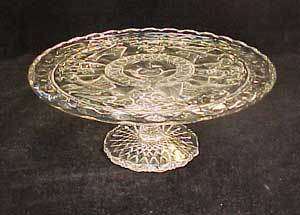 Bird and Strawberry Early Am. Pattern Glass Cake Stand  