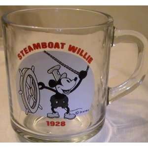  Disney Steamboat Willie Clear Glass Mug 