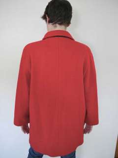Vtg 80s WOOL Herman Kay Pea Coat Jacket Red 10 w/ Scarf  