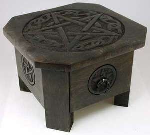 Celtic Pentagram Altar Table with Drawer  