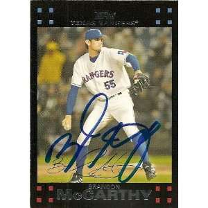  Brandon McCarthy Signed Texas Rangers 2007 Topps Card 