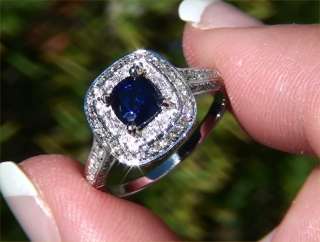   Natural Blue Sapphire Diamond Engagement Wedding Ring 14k Gold  
