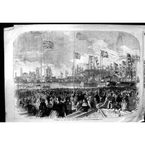  1856 SCENE OPENING NEW DOCK WEST HARTLEPOOL SHIPS