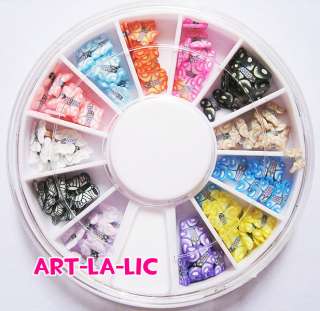 120 3D polymer clay Fimo Butterfly Slice Wheel Nail Art  