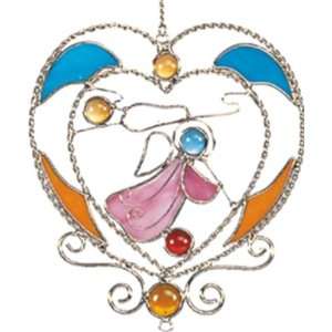   Hanging Heart Shaped Multicolor Angel Wind Chime Patio, Lawn & Garden