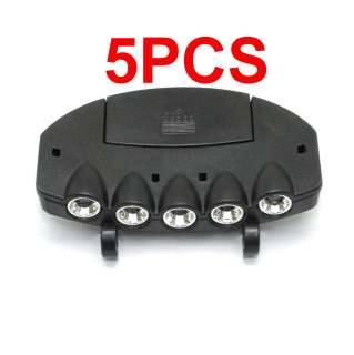 5PCS Outdoor Hands free 5 LED Cap Light Hat Visor Torch  