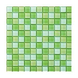  Sample   G37 Lime Green Blend Glass Mosaic Tile Sample 