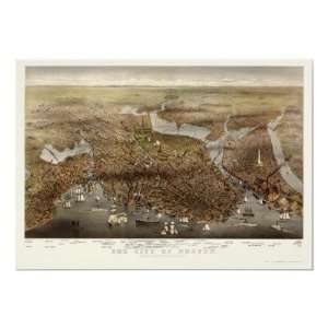  Boston, MA Panoramic Map   1873 Poster