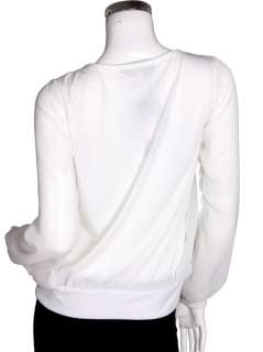 Round neck Chiffon Blouse Top Size M White 120  