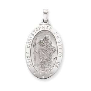  14k White Gold Saint Christopher MedalPendant Jewelry