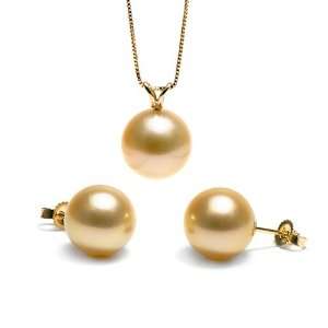  Golden South Sea Classic Pendant and Earring Set 10.0 11 