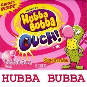 HUBBA BUBBA OUCH BUBBLE GUM   Sugarfree   10 15pc Packs  