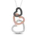 Sterling Silver 1/10ct TDW Black and White Diamond Heart Necklace (G H 