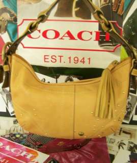  Brown Small Studded Hobo Bag Purse Handbag Vachetta Leather w Crystals