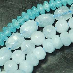 Natural Aquamarine Round/Rondelle/Nugget Gemstone Beads 16  