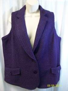 COLDWATER CREEK purple wool blend vest 1X  
