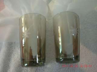 4W23 VINTAGE CRYSTAL GLASSES AMBER CUT TO CLEAR  