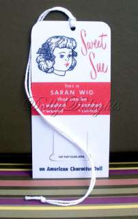 Am. Character SWEET SUE Curler Wrist Hang Tag  