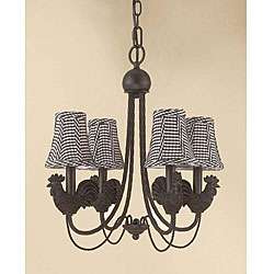 Rooster 4 light Antique Iron Chandelier  