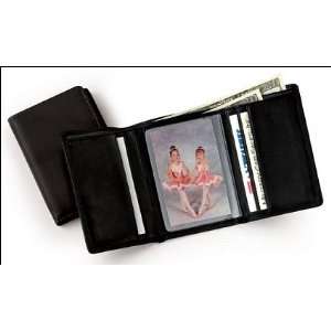  Leather Tri fold Wallet (Black)