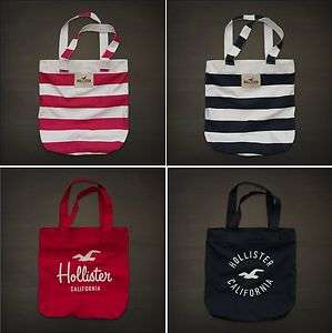   NEW HOLLISTER RED NAVY STRIPE AND RED TOTE SCHOOL BEACH BAG  
