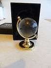 new boxed glass desk globe within golden semi circle vgc
