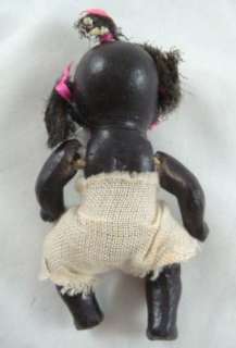 Antique Vintage Early 1900s Black Bisque Jointed Girl Baby Doll Made 