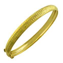 14k Yellow Gold 7 mm Diamond cut Bangle Bracelet  