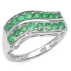 Sterling Silver Emerald Wave Ring  