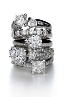 stack of five beautiful certified diamond rings