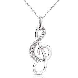 14k Gold 1/6ct TDW Diamond Musical Note Necklace  