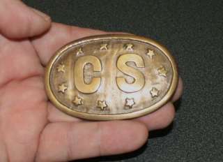 Solid Brass Oval CSA with field of stars Belt Buckle  