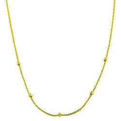 14k Yellow Gold Diamond cut Bead Ball Station Necklace  