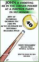 Billiards Pool Cue Ball Birthday Party Invitations  