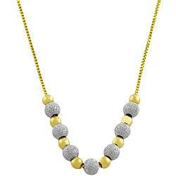 14k Two tone Gold Sparkle Bead Necklace  