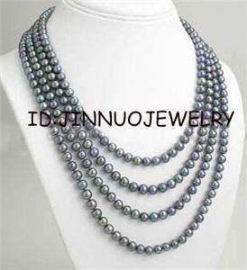 Amazing 7 8mm Black Akoya Cultured Pearl Necklace 80  