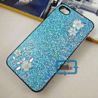 Flower Jewelry Bling Hard Case F iPhone 4 4G A275#blue  