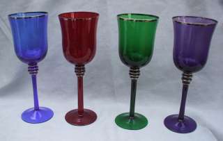 Bombay Company 4 Colored Goblets Very Nice  