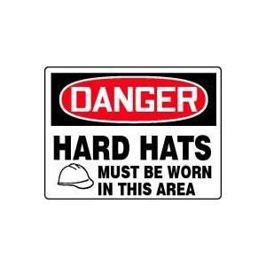  DANGER DANGER HARD HATS MUST BE WORN IN THIS AREA Sign 
