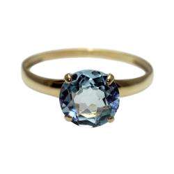 10k Yellow Gold Blue Topaz Solitaire Ring  
