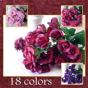 18 Colors~ Silk Roses Open buds 240 Flowers 12 Bushes  