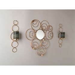 Golden Glamour Mirror and Sconce Set  