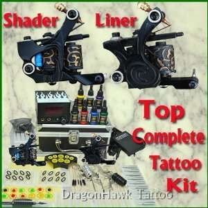  Complete Tattoo Kit 2 Top Machines Equipment Power D6468 