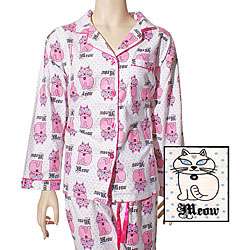 Leisureland Womens Cats Meow Flannel Pajamas  
