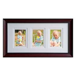 Cherry Wood Three Photo Picture Frame  