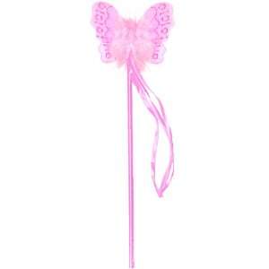  Dark Pink Marabou Nylon Butterfly Fairy Wand   Dress Up 